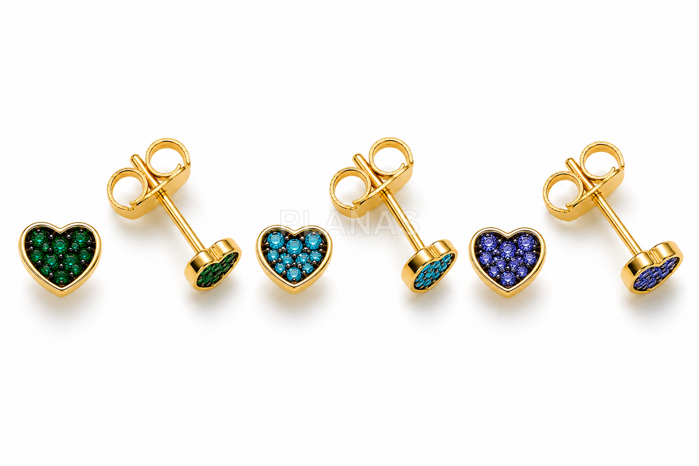 Pendientes en Plata de ley y Baño Oro con Circonitas.CORAZÓN.