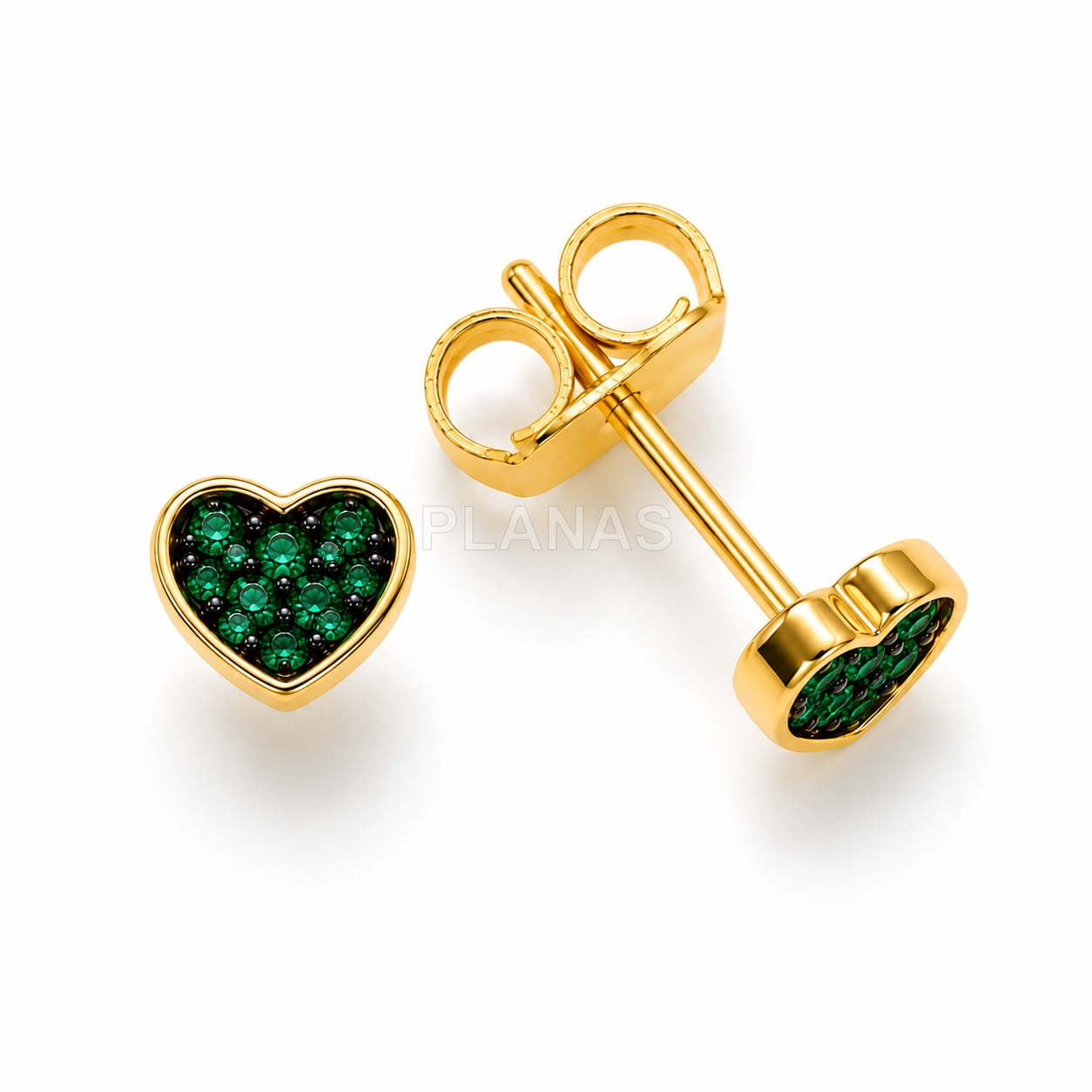 Pendientes en Plata de ley y Baño Oro con Circonitas.CORAZÓN.
