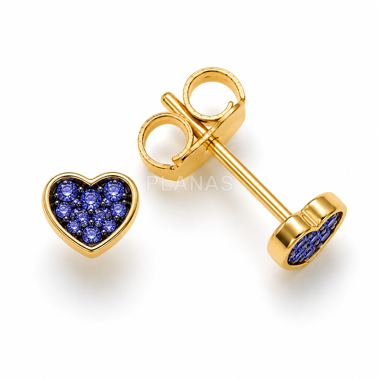 Pendientes en Plata de ley y Baño Oro con Circonitas.CORAZÓN.