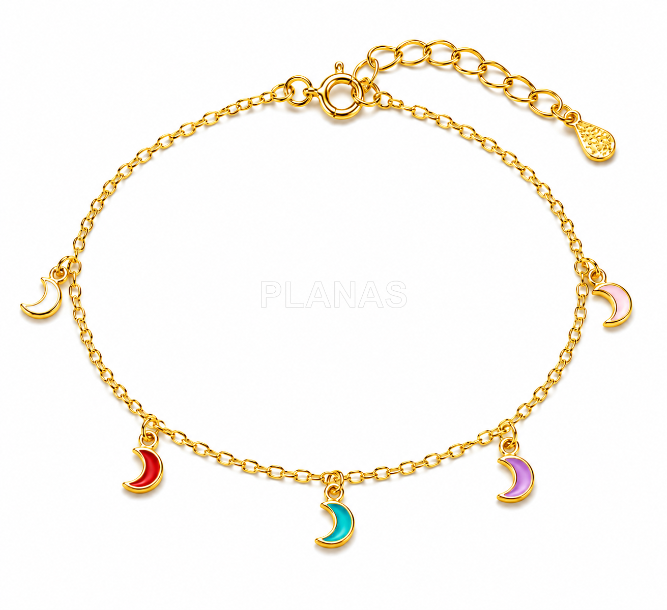 Colar e pulseira em prata de lei com esmalte colorido.