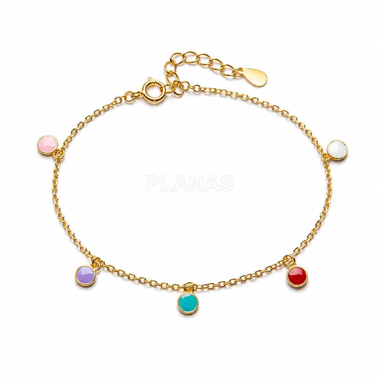 Collar y Pulsera en Plata de Ley con esmalte de colores.CIRCULOS.
