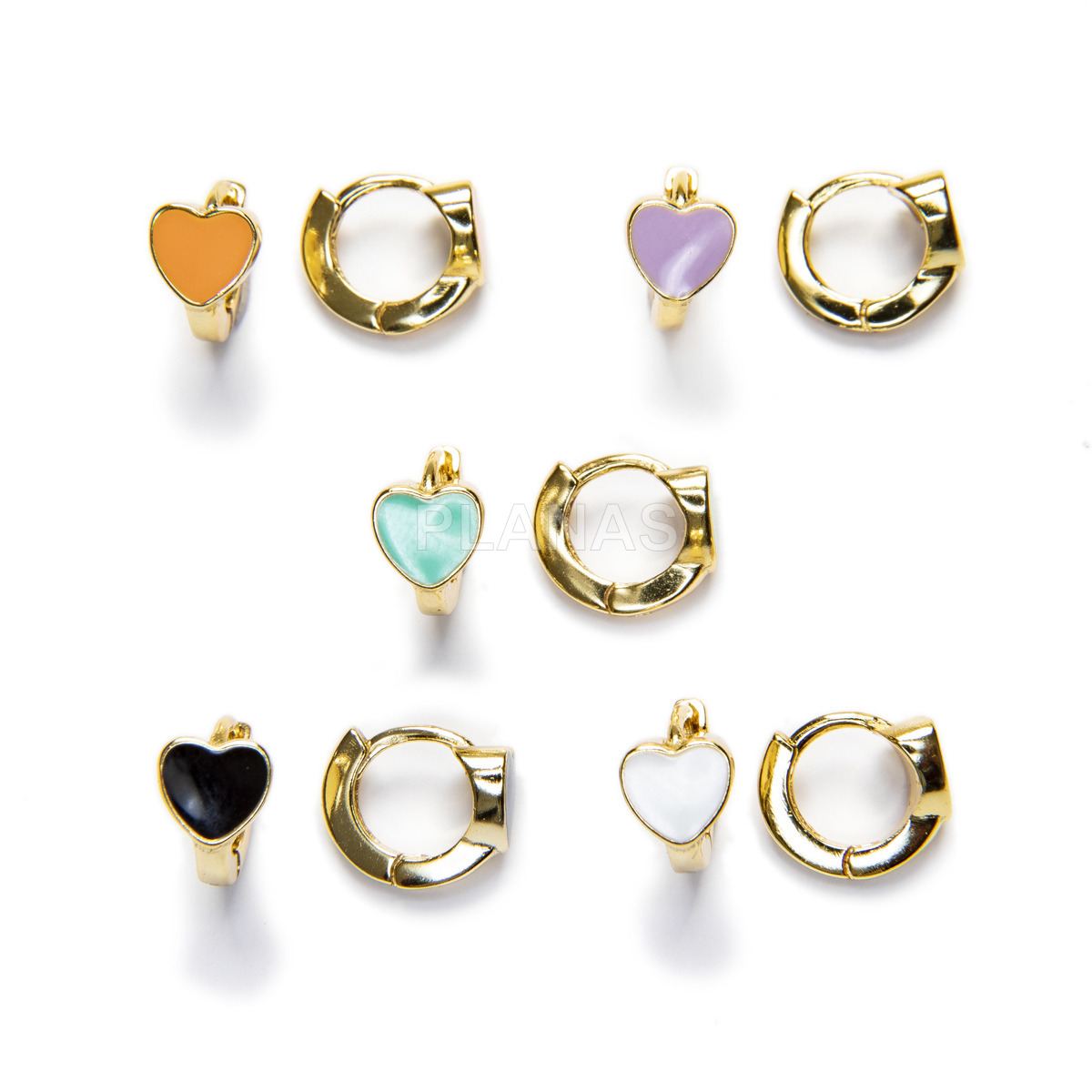 Sterling silver and gold plated earrings with enamel. heart.