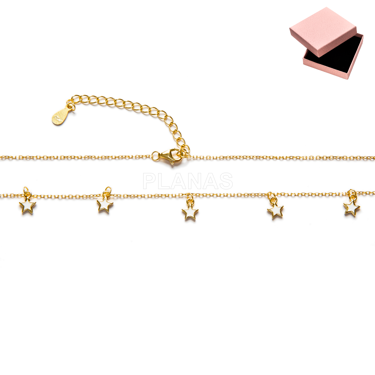 Colar em prata de lei e banhado a ouro com estrelas esmaltadas.