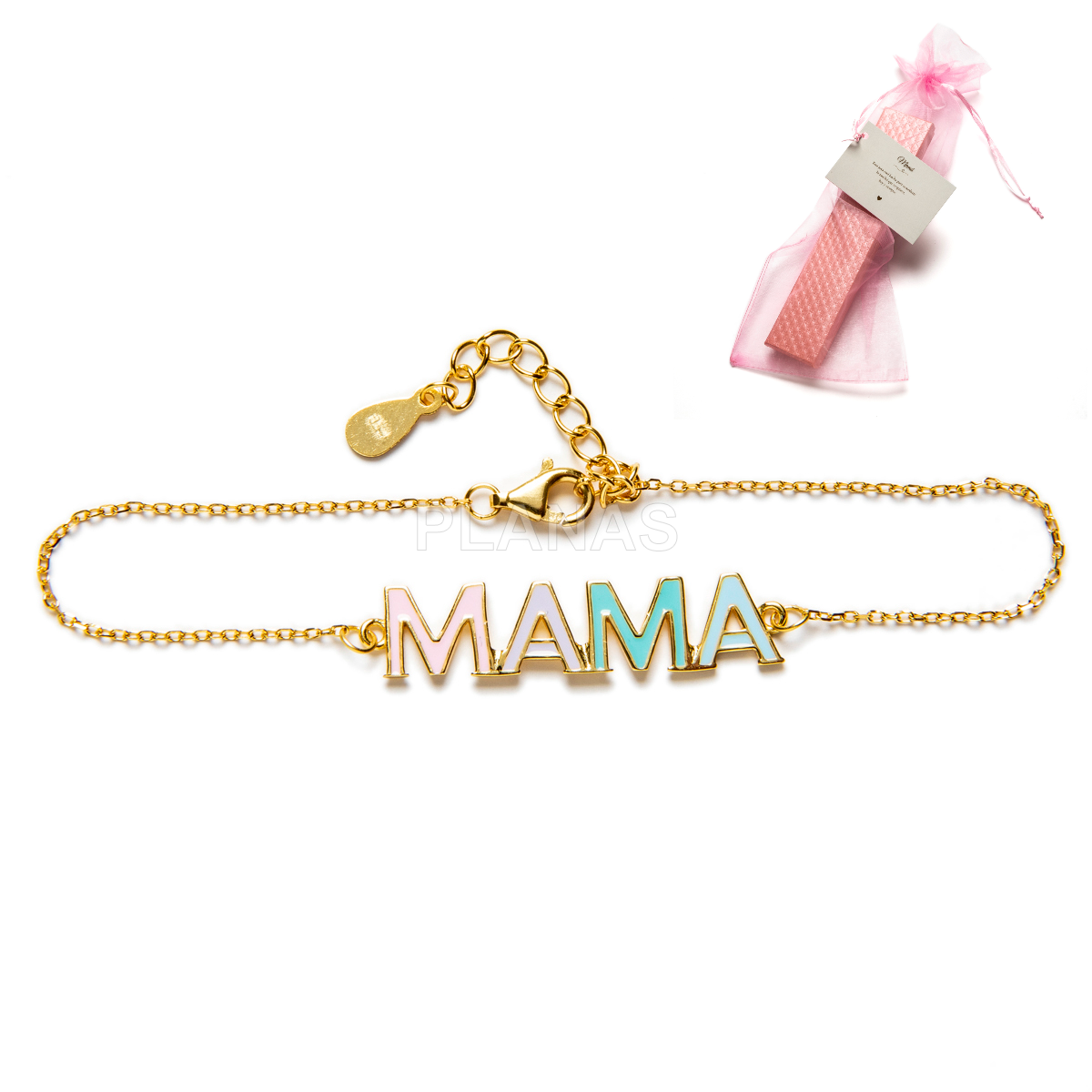 Collar y Pulsera para Mama en Plata de ley y esmalte.