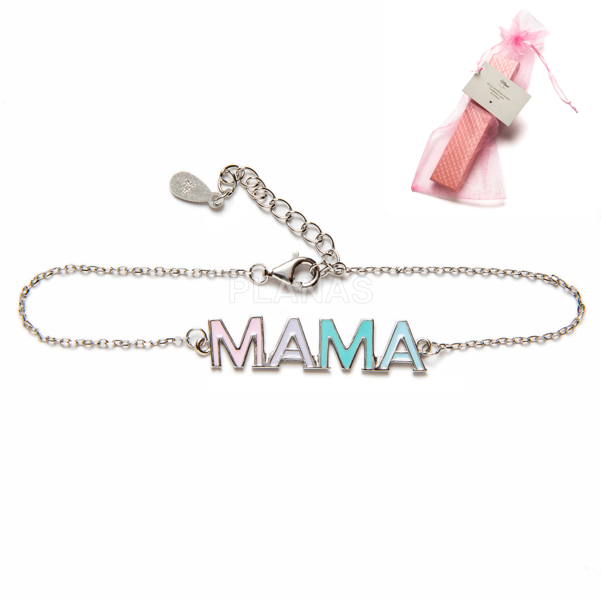 Collar y Pulsera para Mama en Plata de ley y esmalte.