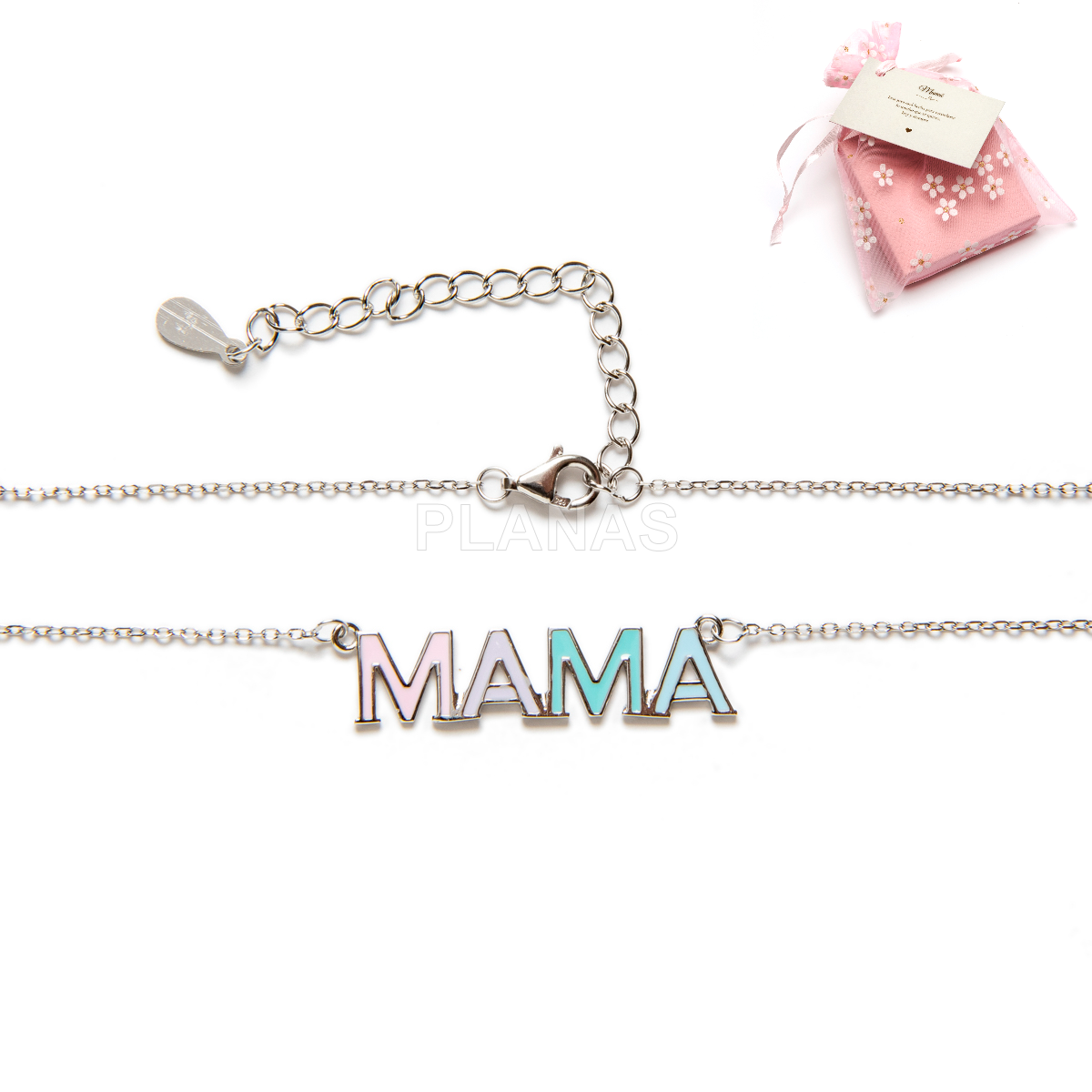 Collar y Pulsera para Mama en Plata de ley y esmalte.