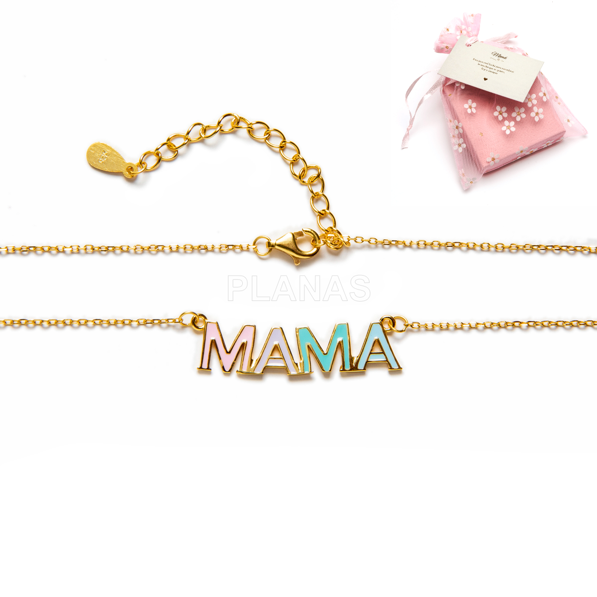 Collar y Pulsera para Mama en Plata de ley y esmalte.
