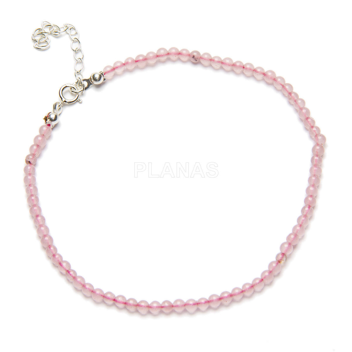 Anklet in sterling silver and pink quartz.