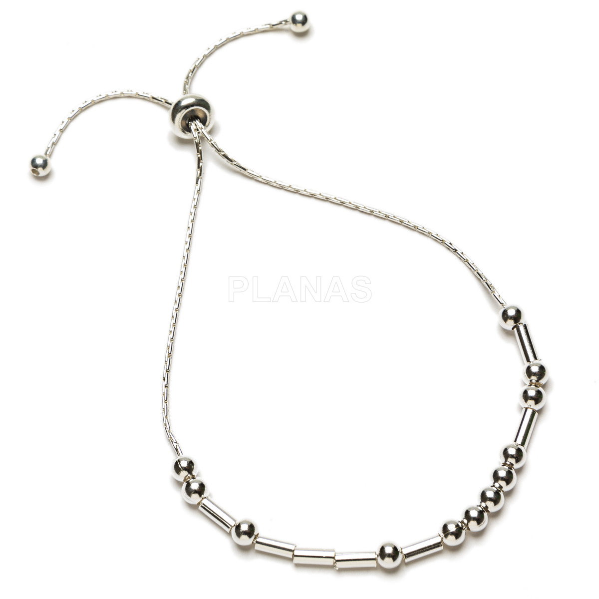 Pulsera en Plata de Ley con cierre corredero. 