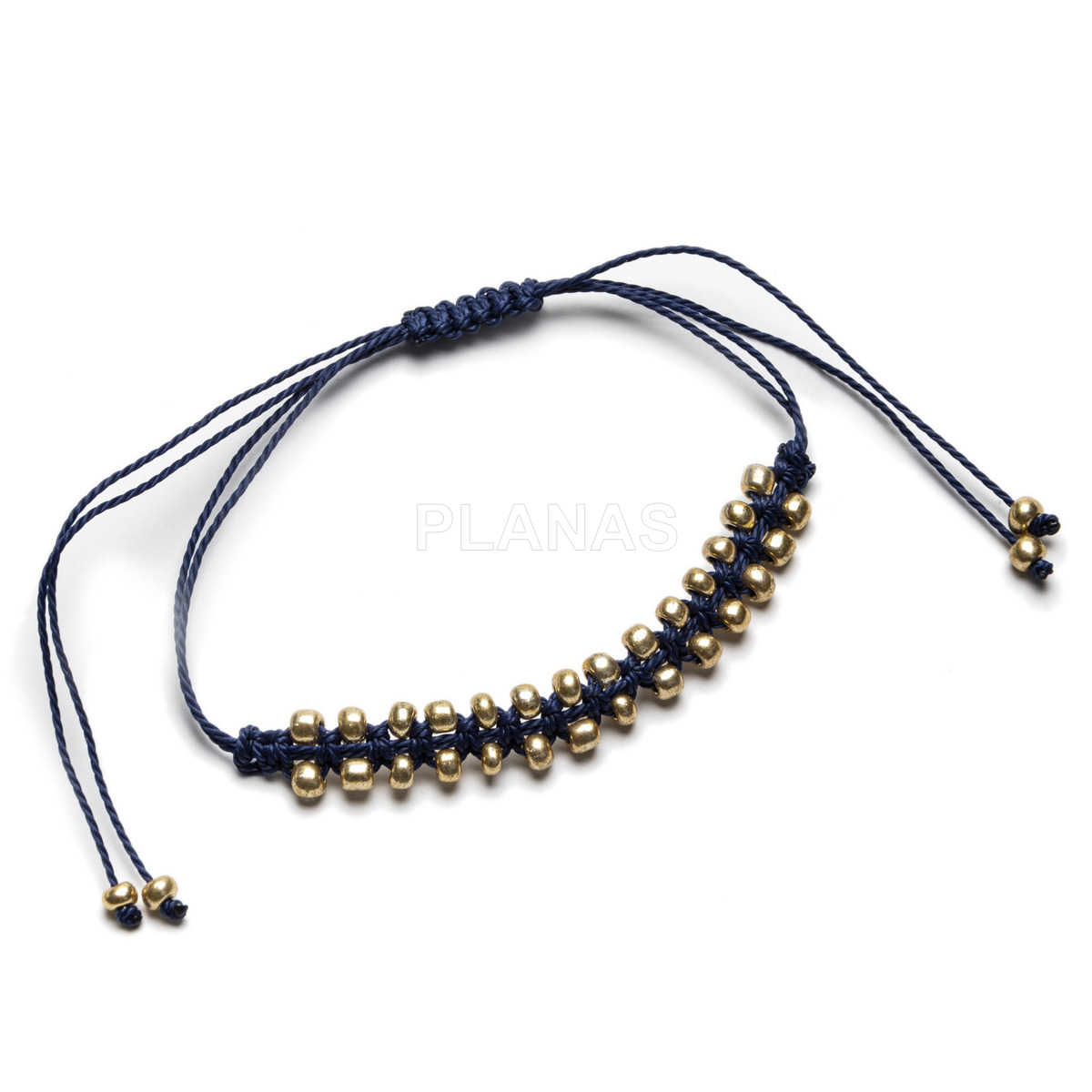 Pulsera con Nylón ajustable, cuentas de Rocalla dorada.