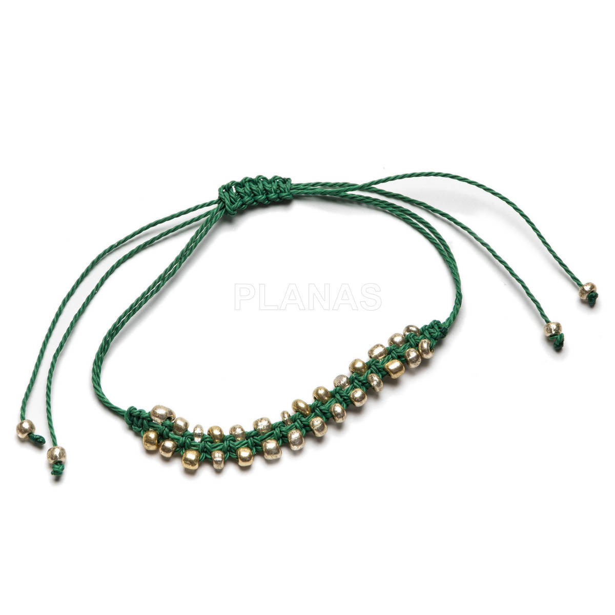 Pulsera con Nylón ajustable, cuentas de Rocalla dorada.