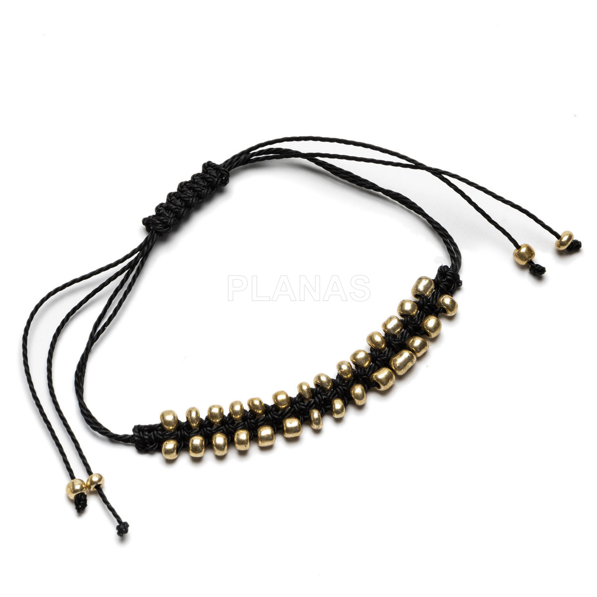 Pulsera con Nylón ajustable, cuentas de Rocalla dorada.