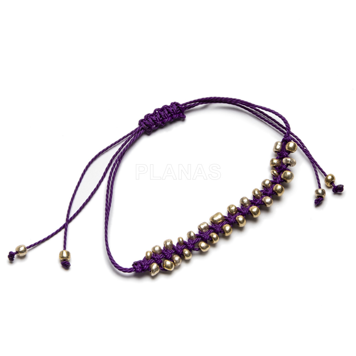 Pulsera con Nylón ajustable, cuentas de Rocalla dorada.