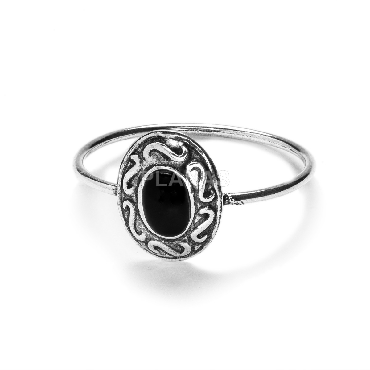 Ring in sterling silver and black enamel.
