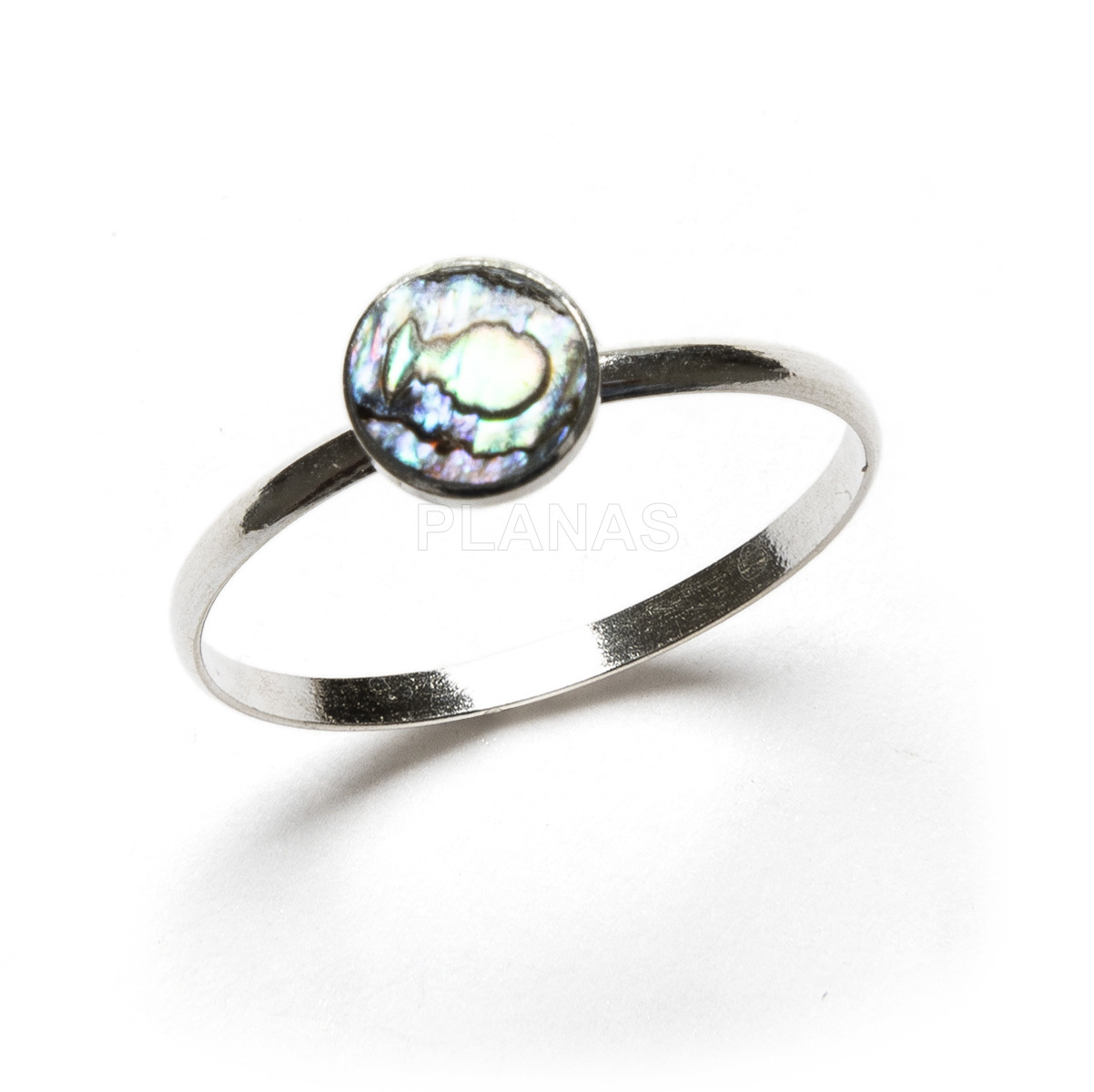 Ring in sterling silver and abalone. circle.