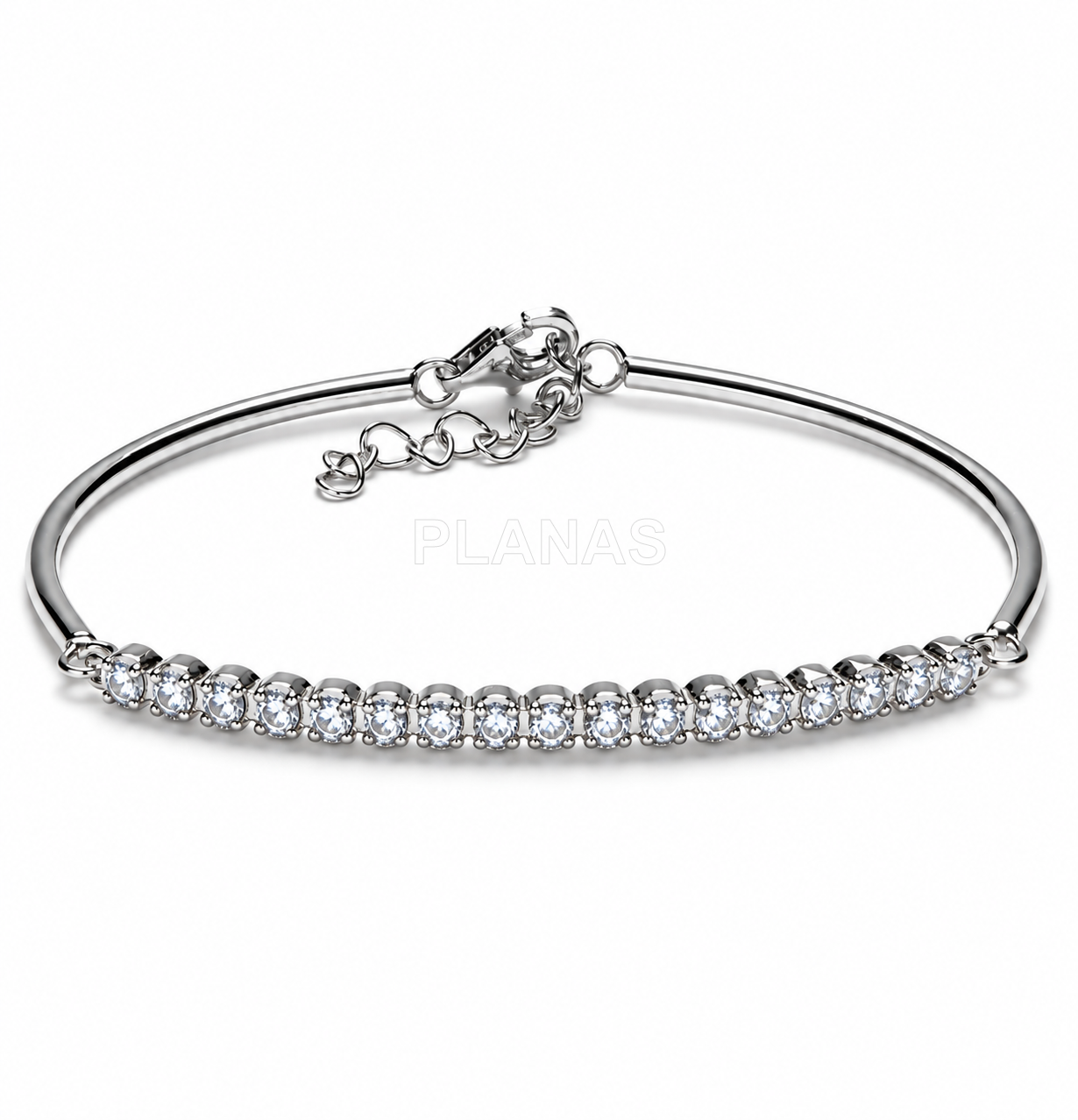 Pulseira em prata de lei banhada a ródio e zircões.riviere.