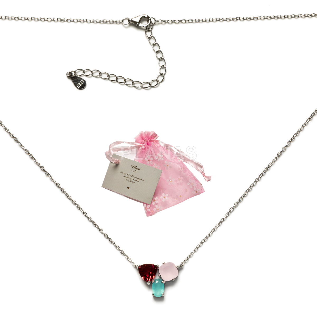 Colar em prata de lei e zircões.