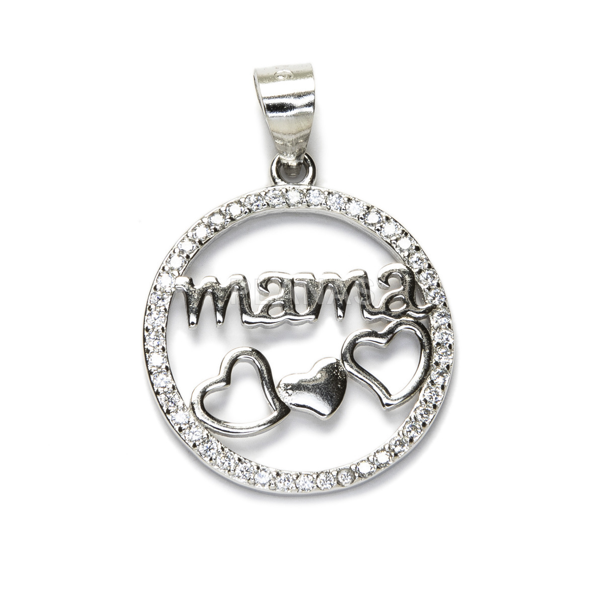 Rhodium-plated sterling silver pendant. mother.