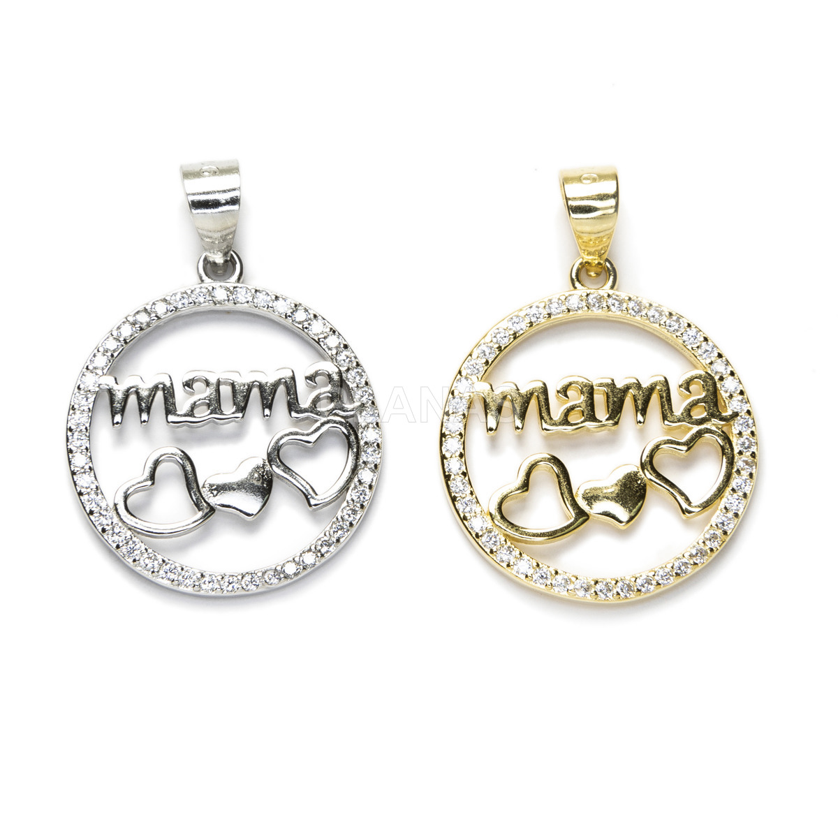 Rhodium-plated sterling silver pendant. mother.