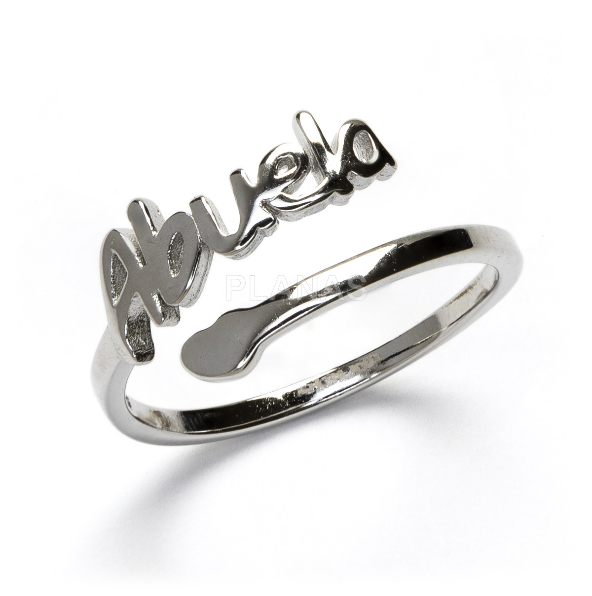 Rhodium plated sterling silver ring. grandmother.