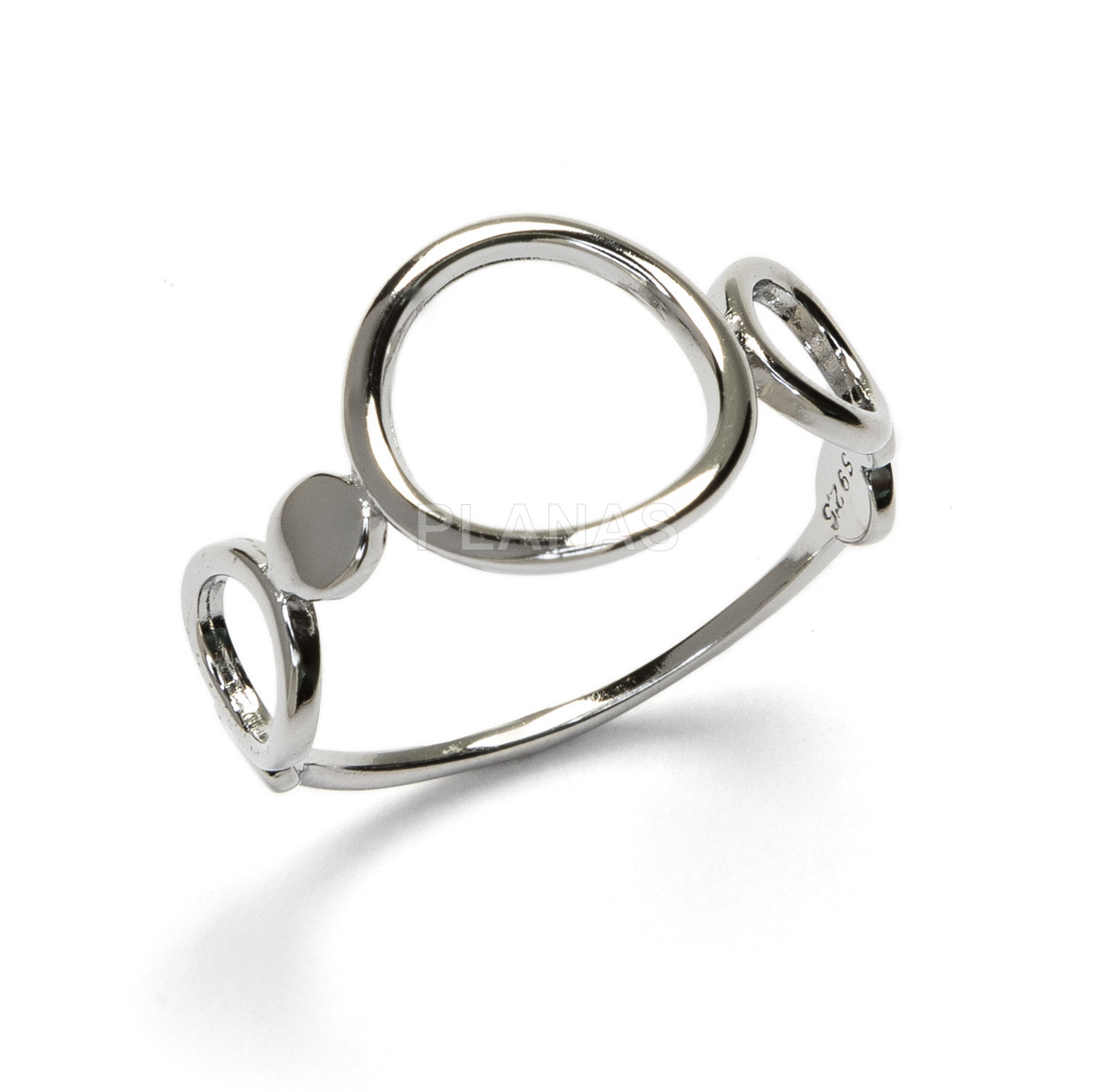 Rhodium-plated sterling silver ring.