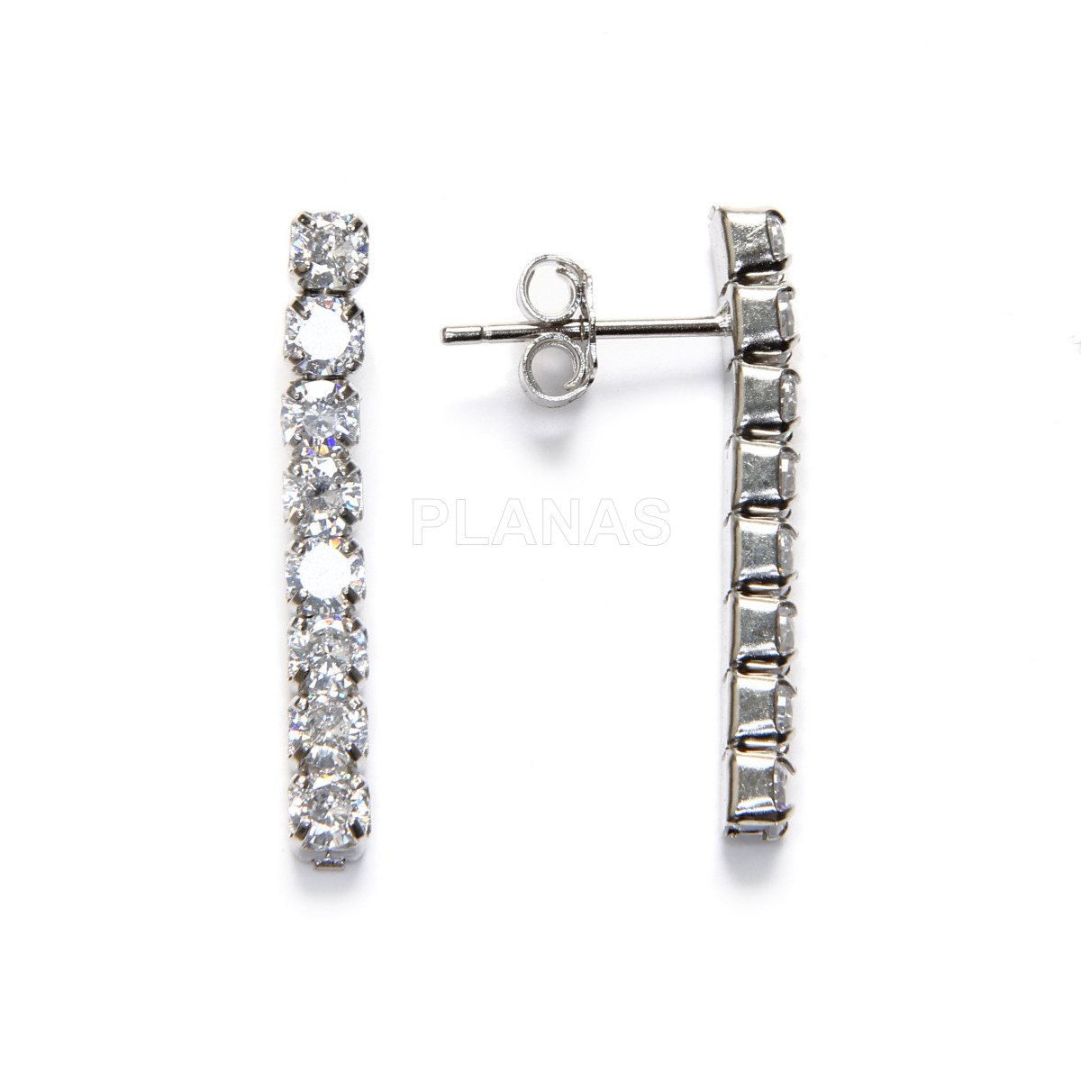 Rhodium plated sterling silver and white zirconia earrings.