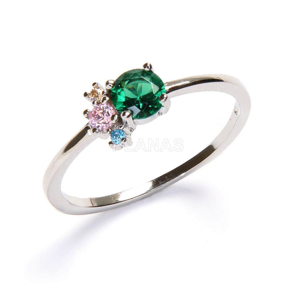 Ring in sterling silver and colored zircons.