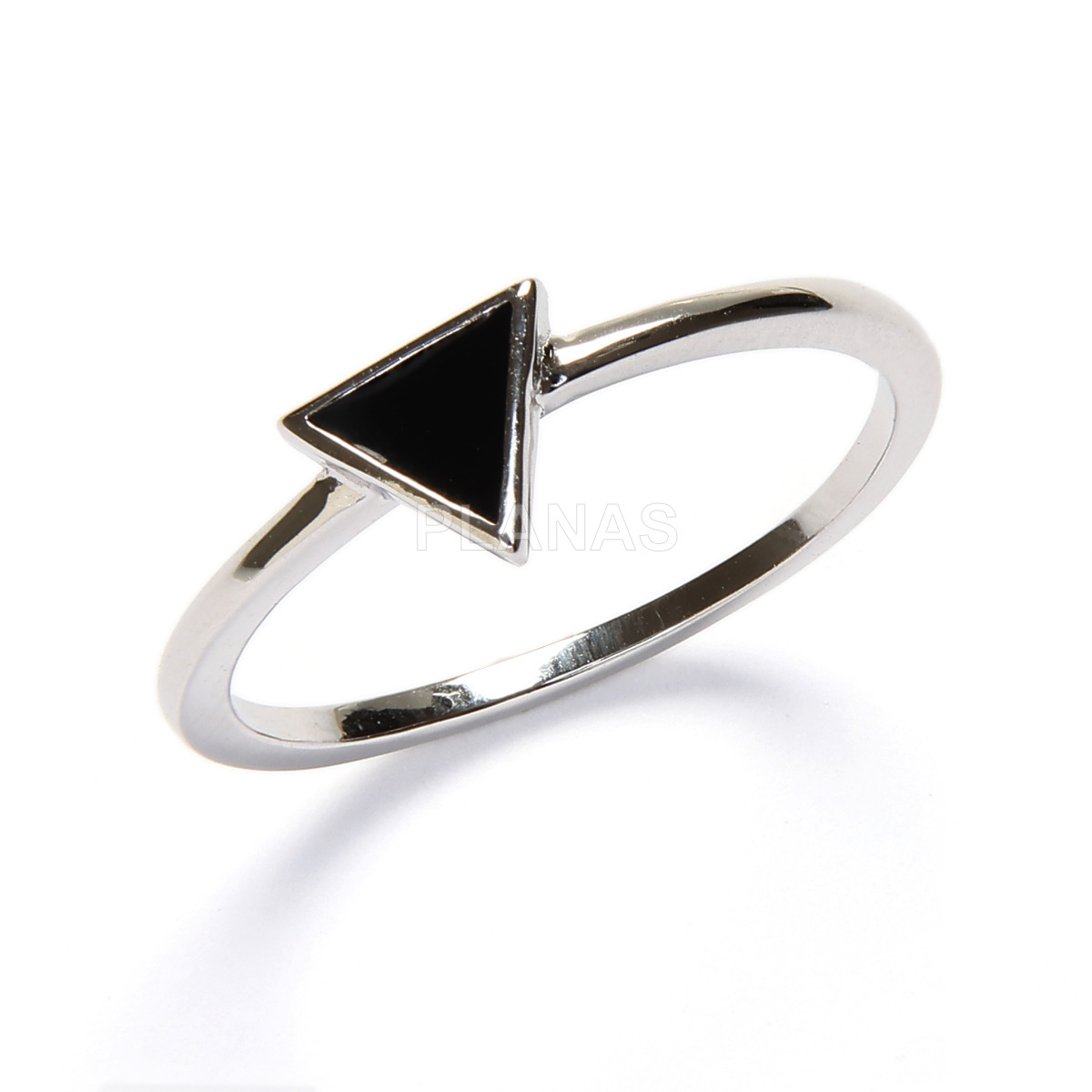 Ring in sterling silver and black enamel.triangle.