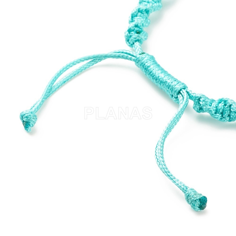 Pulsera macramé con bola y anilla en acero Inoxidable.