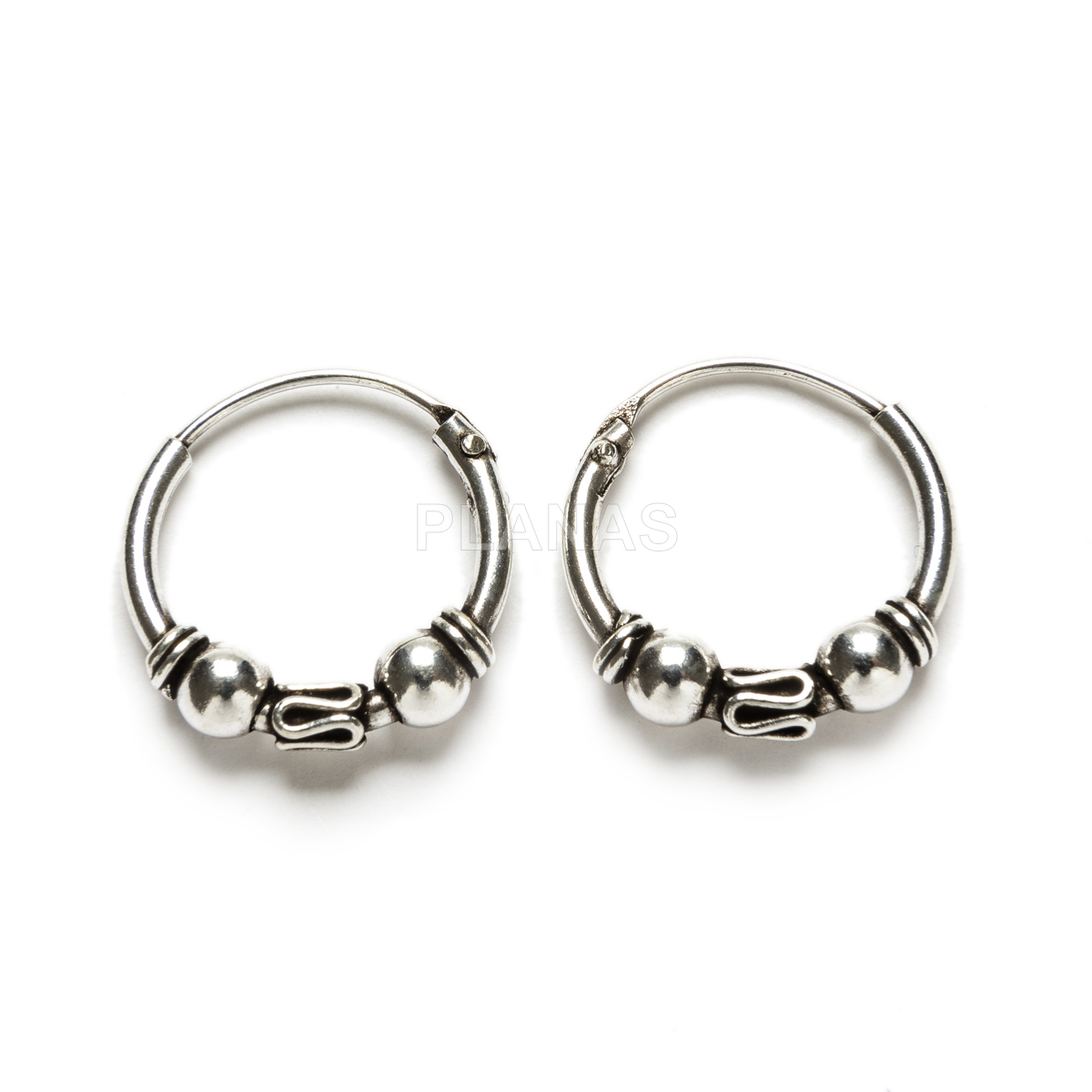 Bali hoops em prata de lei, 12mm.