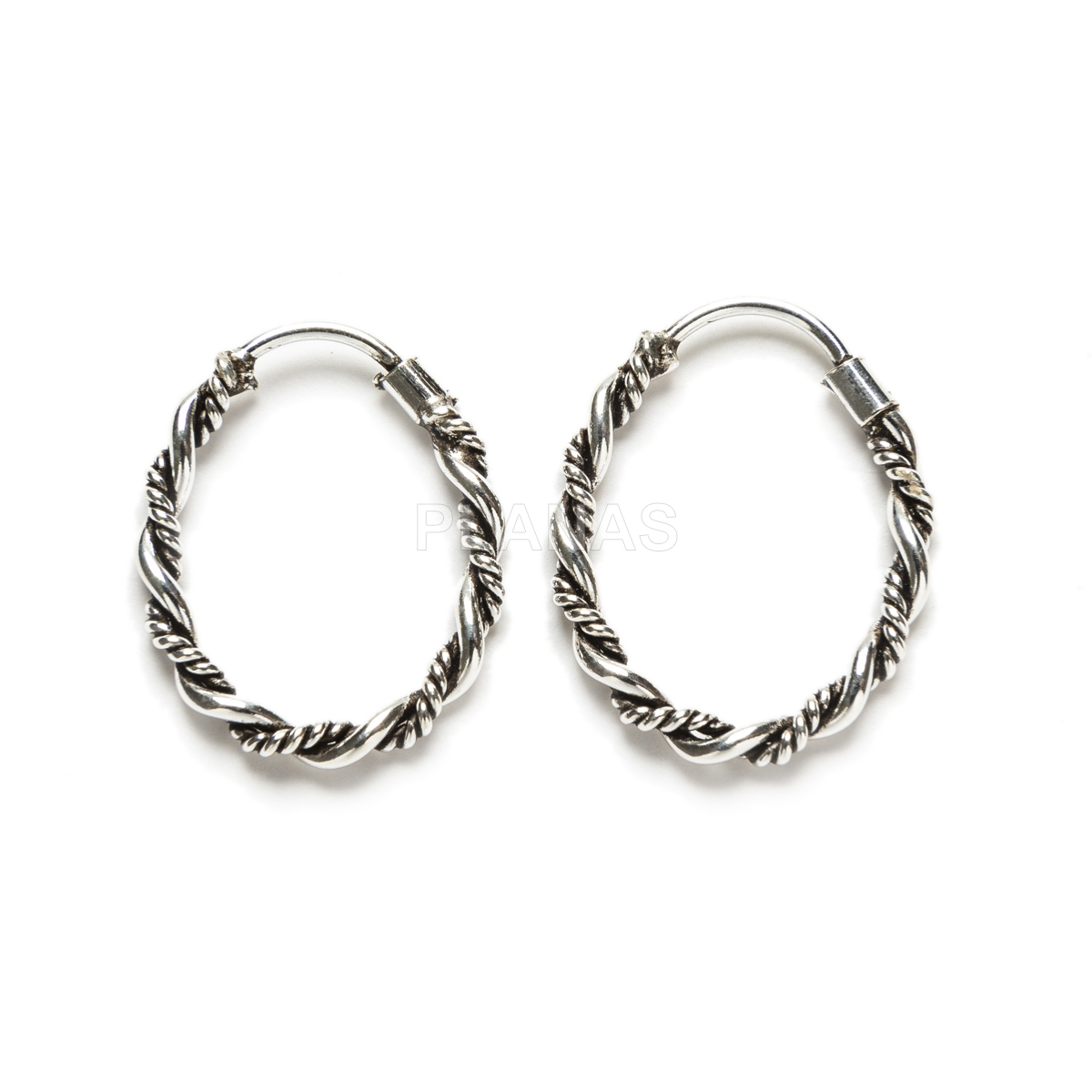 Bali hoops em prata de lei, 16x12mm.