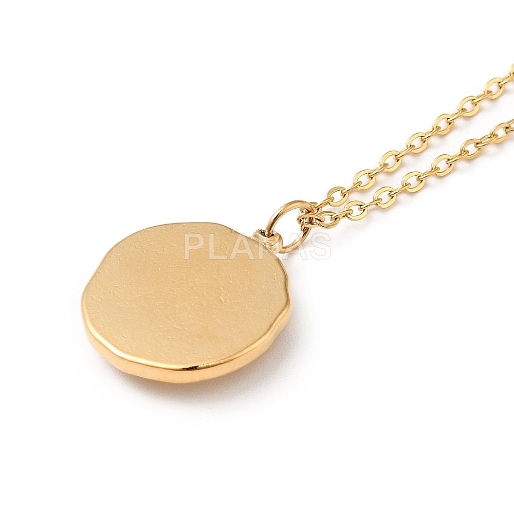 Collar en Acero Inoxidable y Baño Oro.  