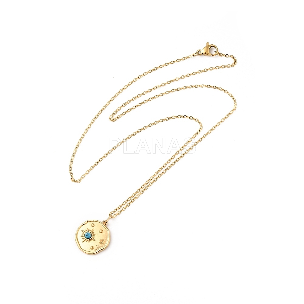 Collar en Acero Inoxidable y Baño Oro.  