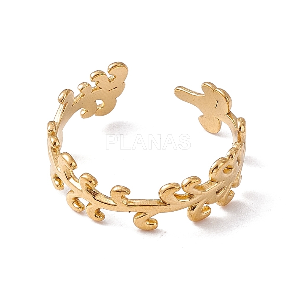 Anillo en Acero Inoxidable y Chapado en Oro 18k.  