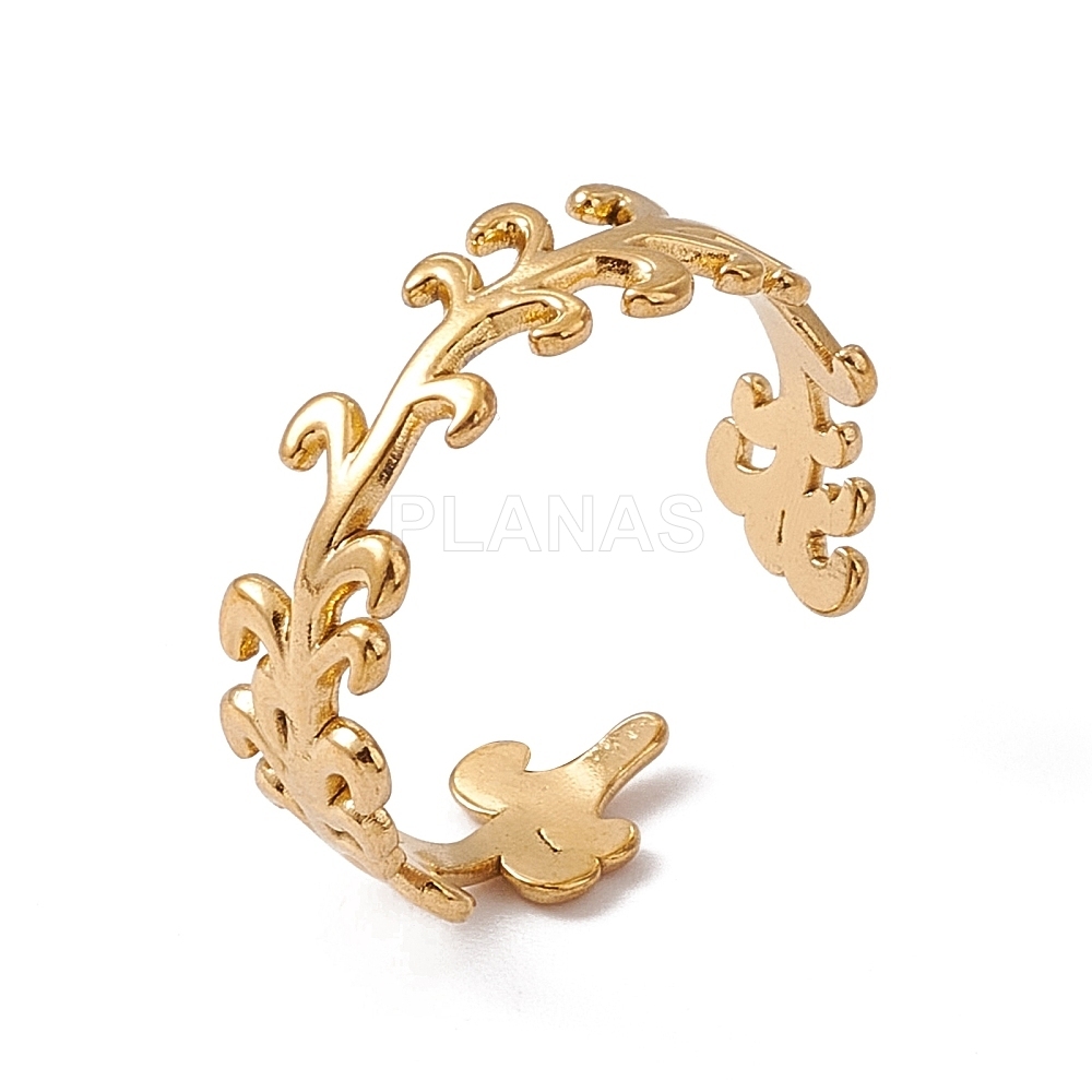 Anillo en Acero Inoxidable y Chapado en Oro 18k.  