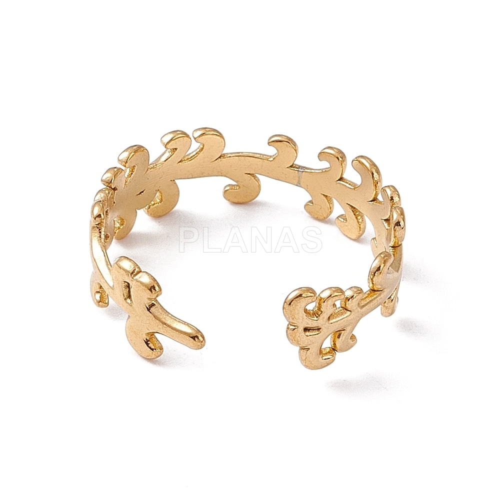 Anillo en Acero Inoxidable y Chapado en Oro 18k.  