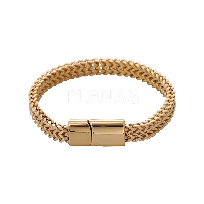 Pulsera en Acero Inoxidable y Baño Oro.