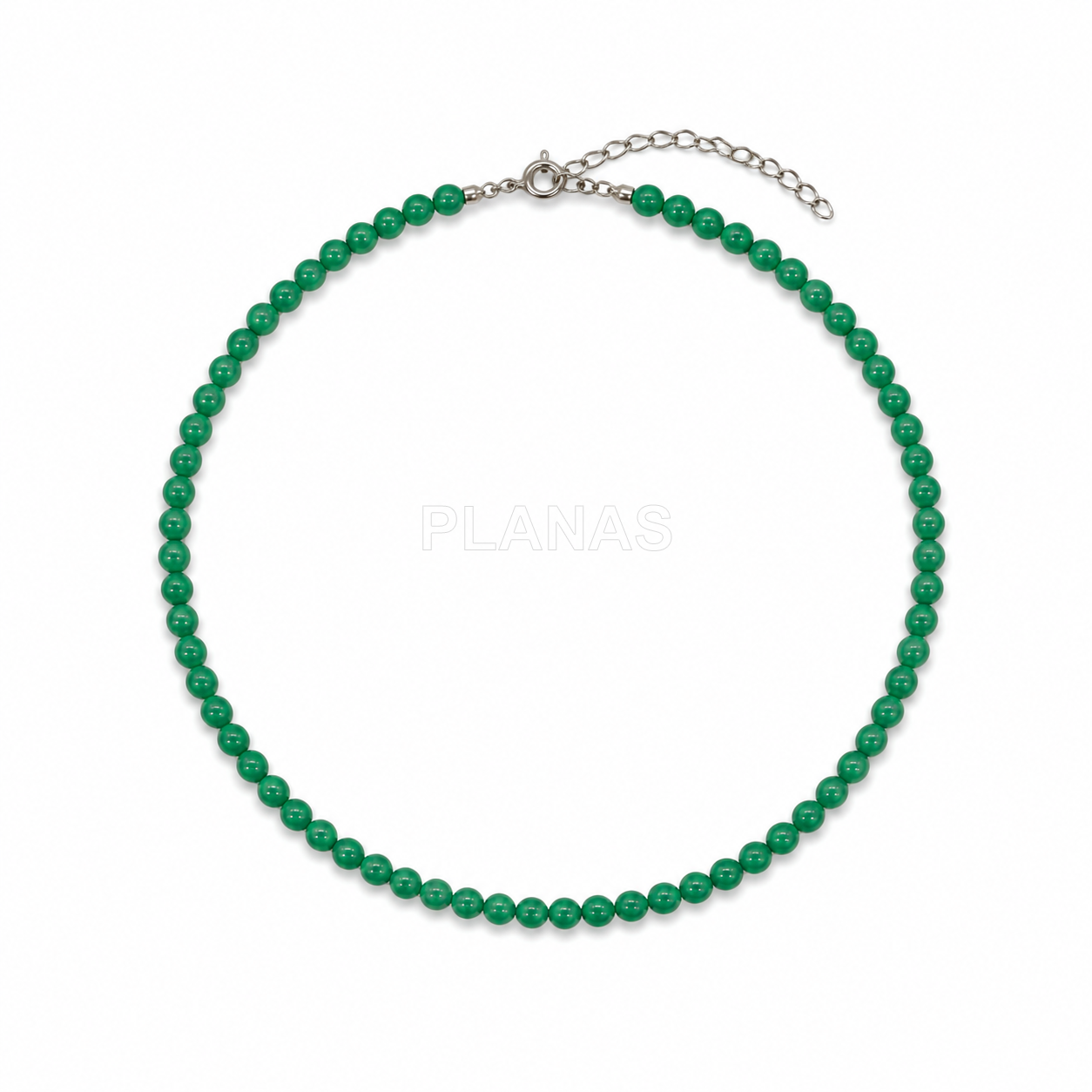 Colar e pulseira em prata de lei com turquesa de 4mm.