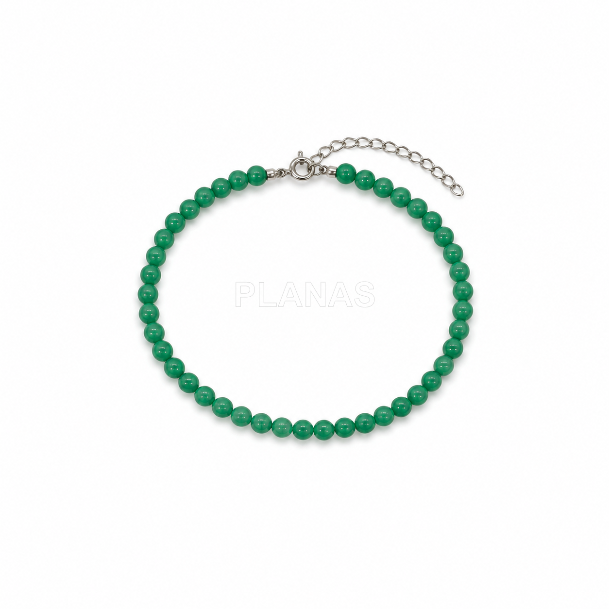 Colar e pulseira em prata de lei com turquesa de 4mm.