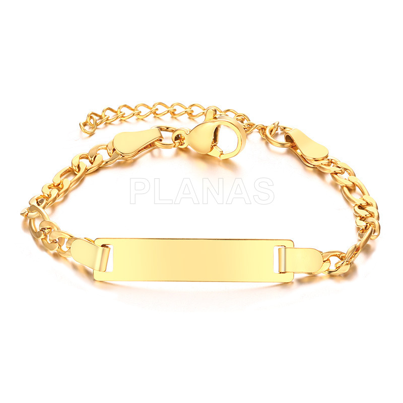 Pulsera en Acero Inoxidable y Baño Oro. 