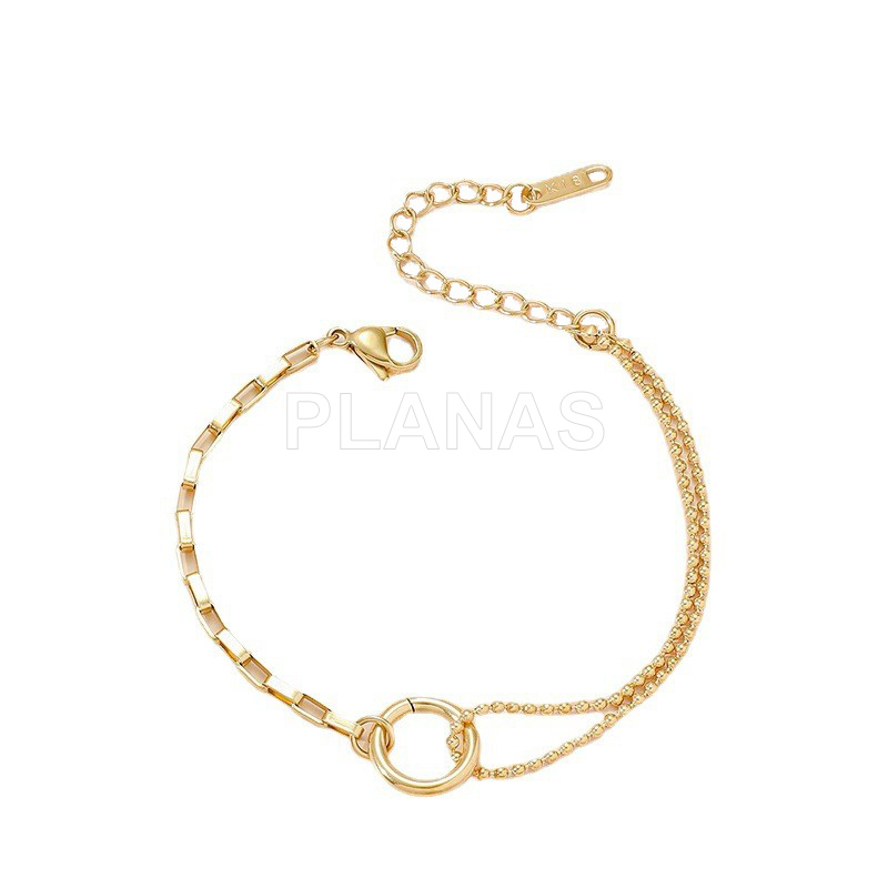 Pulsera en Acero de Titanio y Baño Oro.  