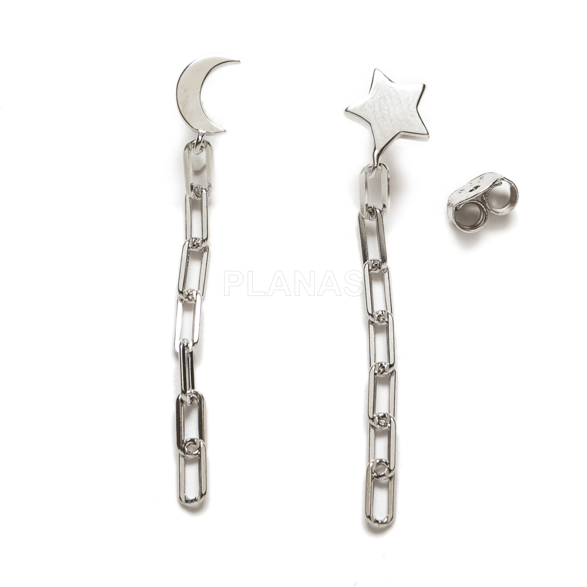 Sterling silver earrings. moon and star.