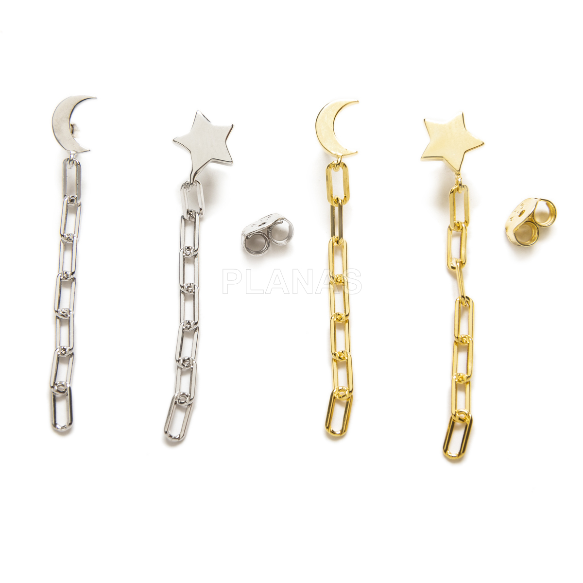 Sterling silver earrings. moon and star.