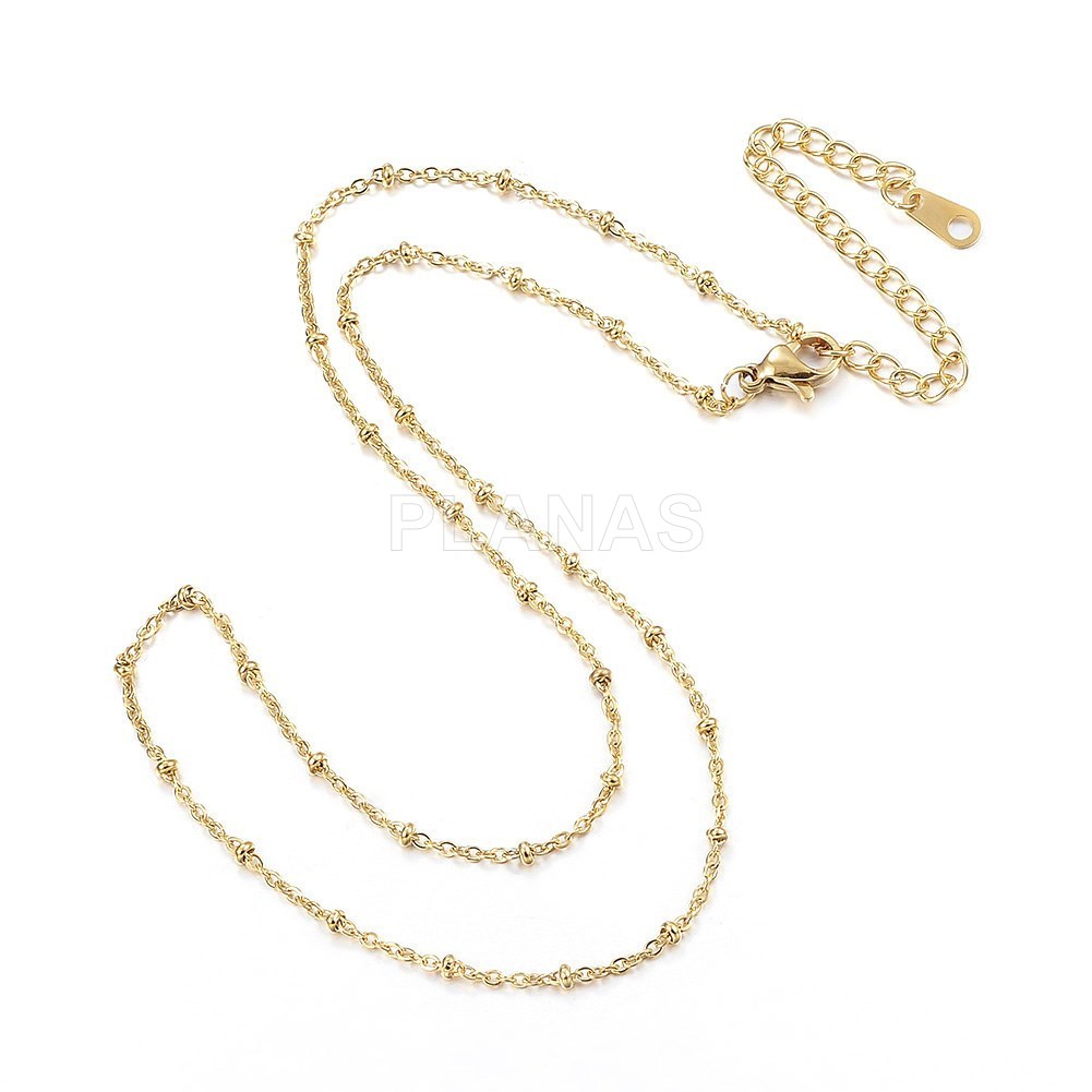 Corrente em aço inoxidável e banhada a ouro 40+6cm.