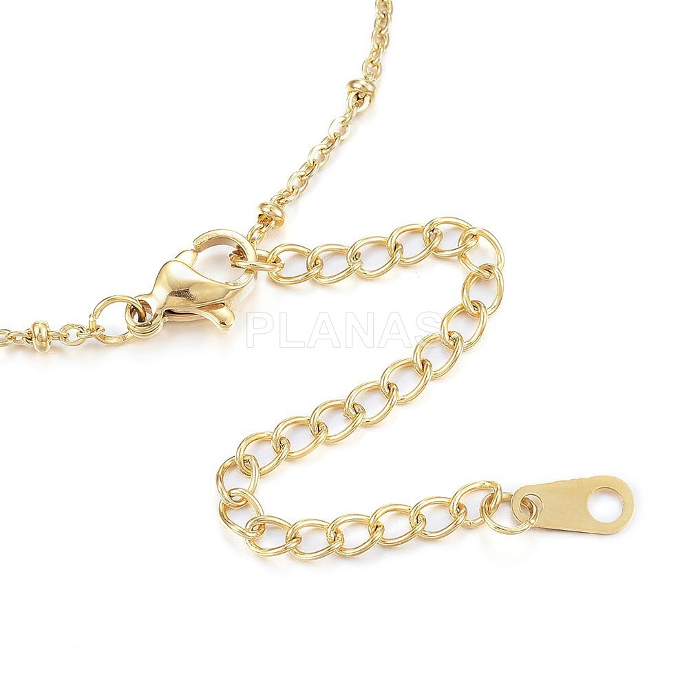 Corrente em aço inoxidável e banhada a ouro 40+6cm.