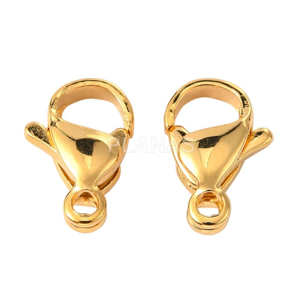 Mosquetón en Acero Inoxidable y Baño Oro.11x7mm.