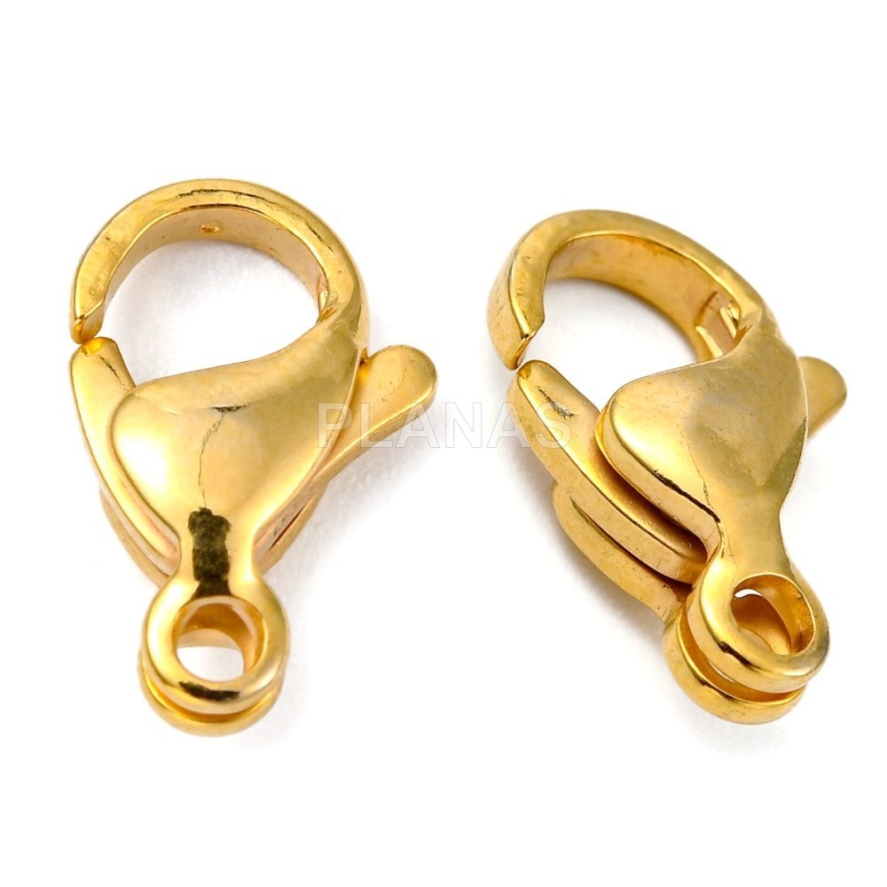 Mosquetón en Acero Inoxidable y Baño Oro.13x8mm.