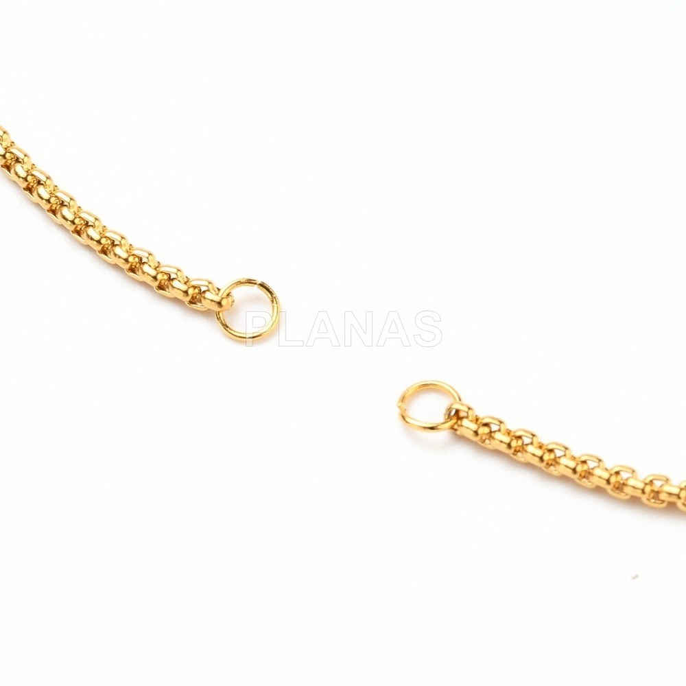 Base para pulseira em aço inox e banhada a ouro.