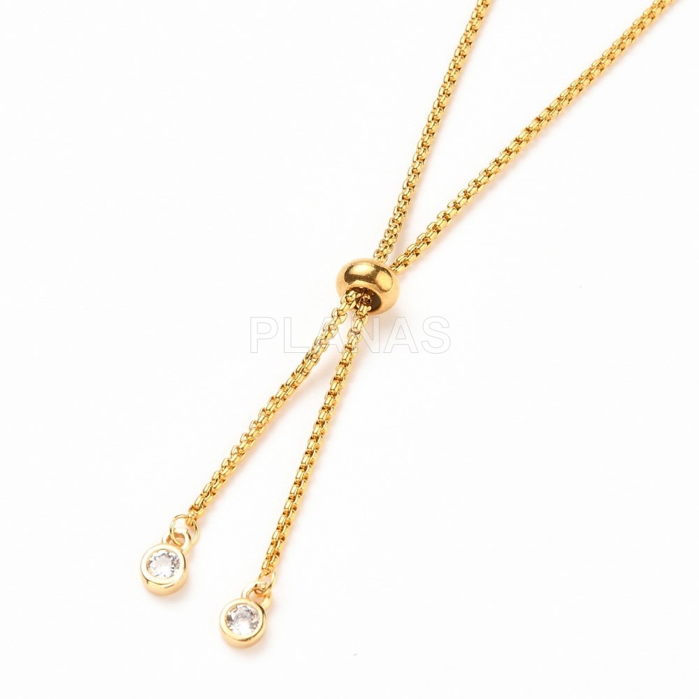 Base para pulseira em aço inox e banhada a ouro.