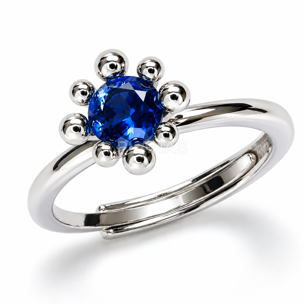 Anillo abierto en Plata de ley rodiada y Circonita.  